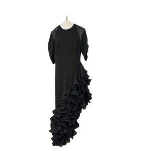 AQUA Formal Black High Low Ruffle Dress Sz 10 Cocktail Evening Special Occasion